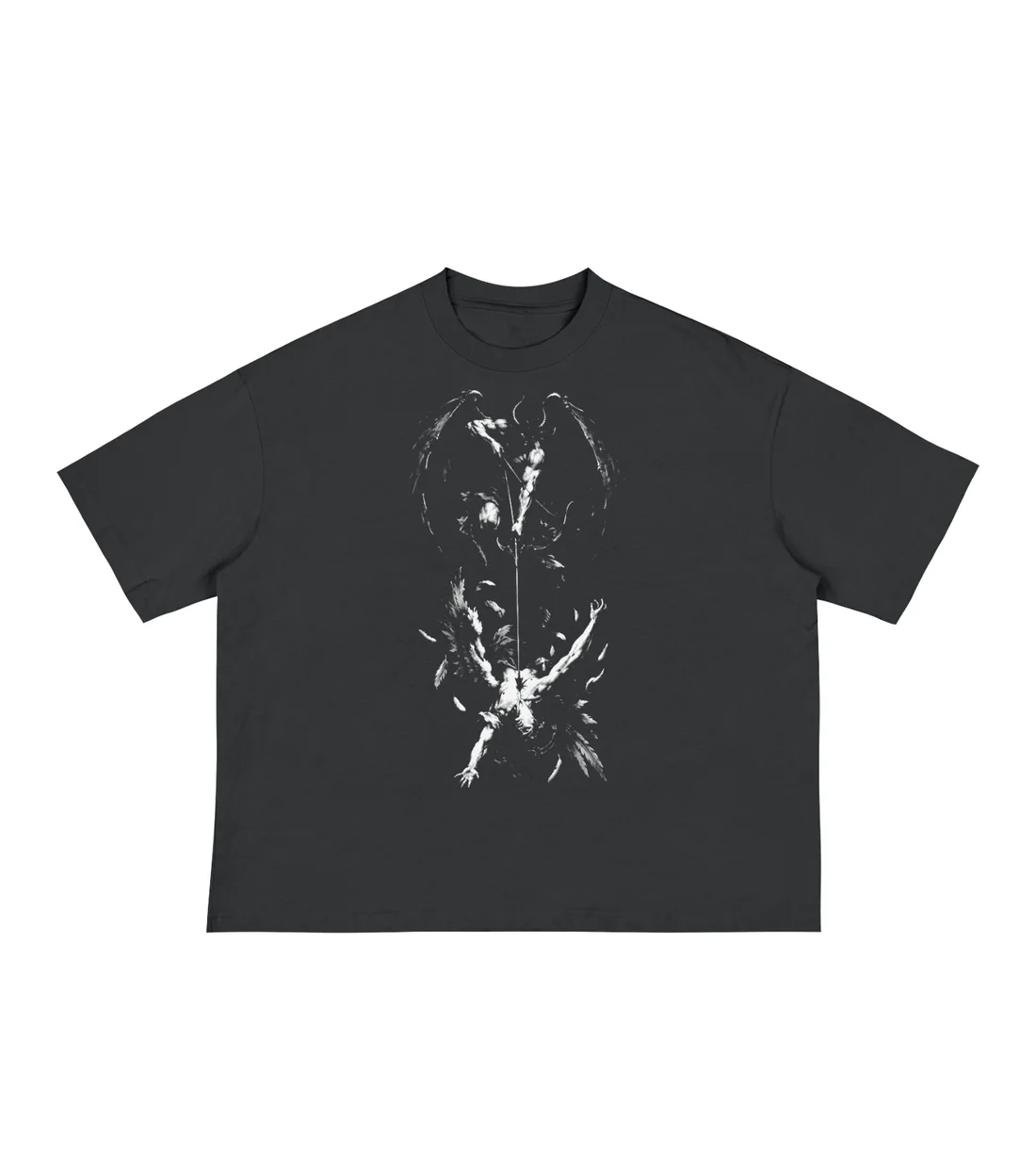 Fallen Angel Boxy Tee: The fallen angel on the chest, demon wings on the back.