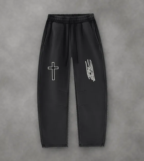 To Heaven Cross Baggy Sweatpants, front + back print