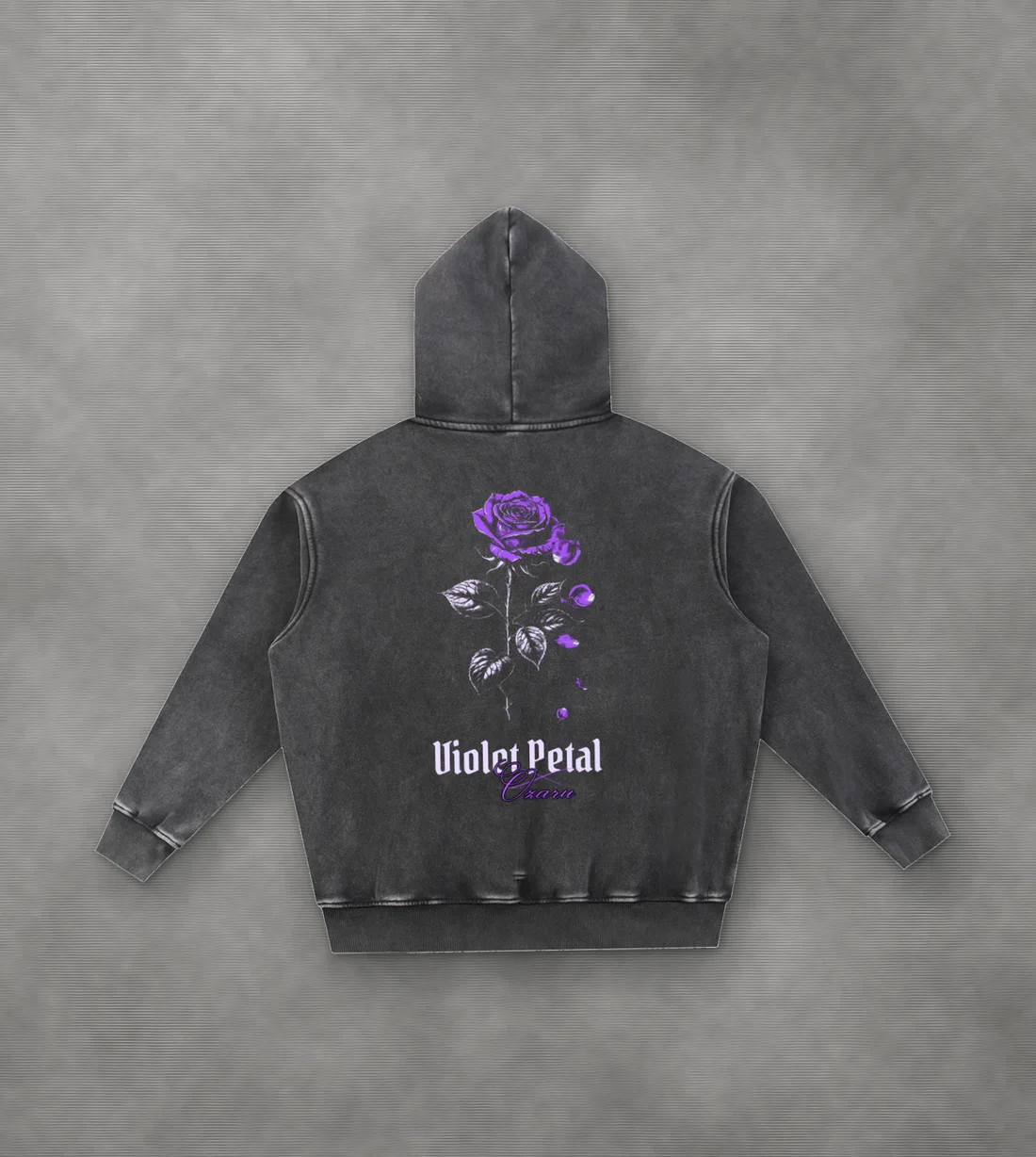 Violet Petal Snow-Wash Hoodie: The falling rose, in violet.