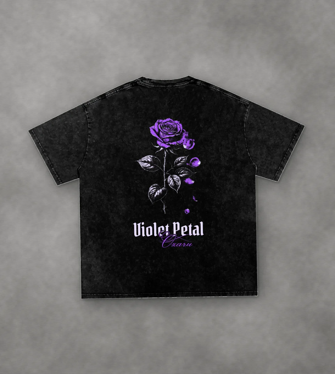 Violet Petal Vintage-Wash Oversized Tee: The falling rose, in violet.